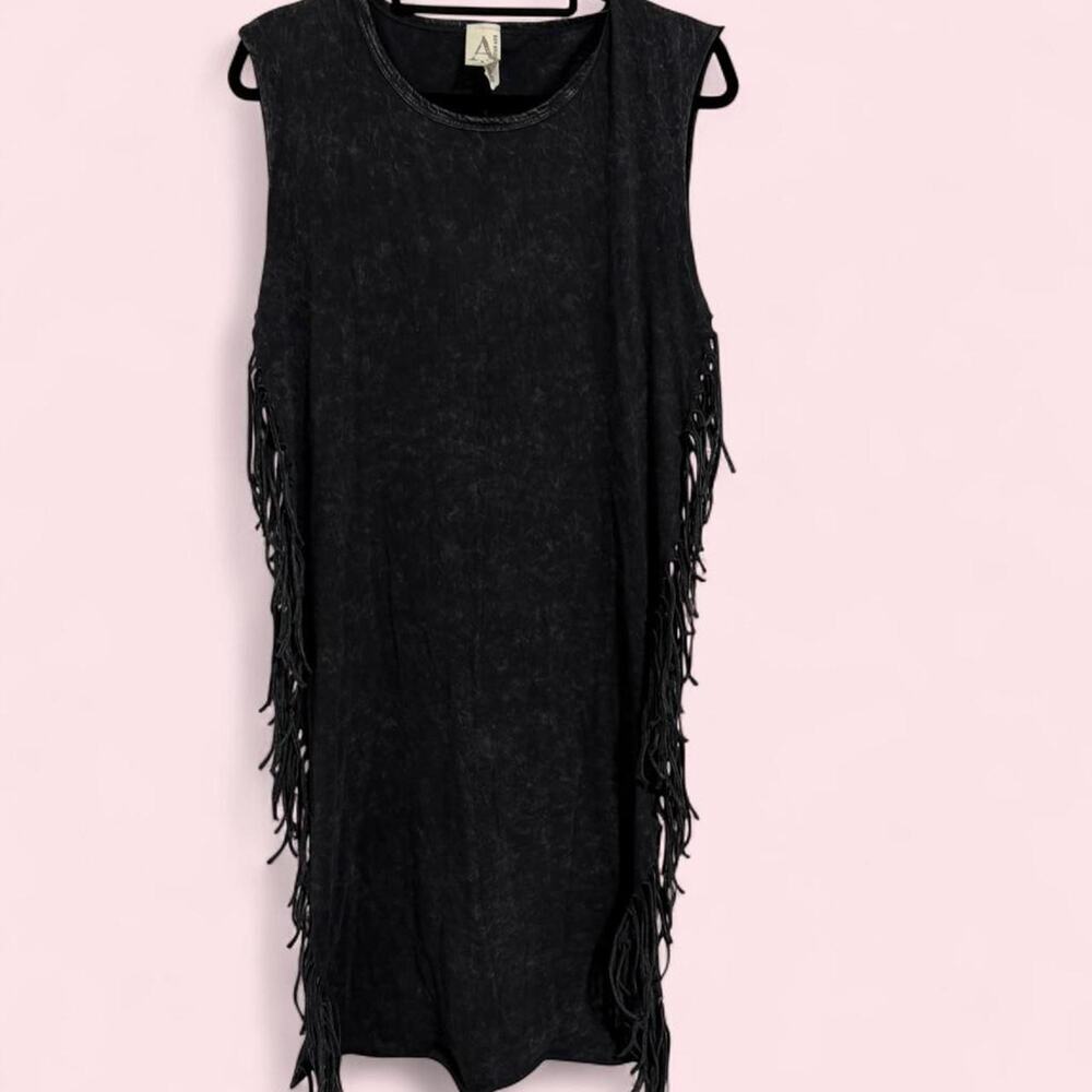 American Age  black fringe dress Size Small